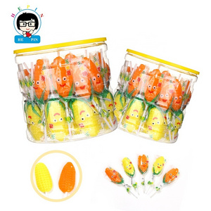 50PCS Cartoon Corn Shape Sweet Fruit Flavor Mixed Color Hard Lollipop Candy For Kids