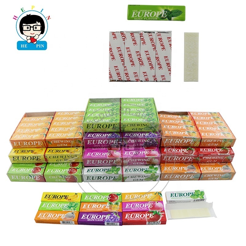 Wholesales 5 Sticks Europe Chewing Gum Fruity Banana Flavor Sugar Halal Chewing Gum