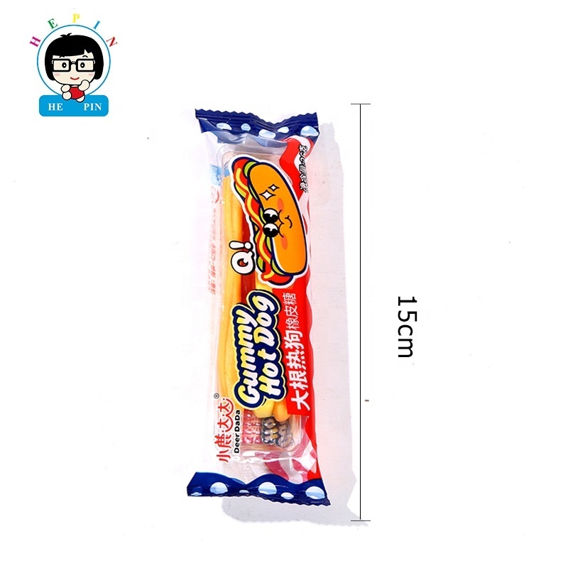 Wholesale Gummy Factory Direct 22g Huge Gummy Delicious Fast Food Hot Dog Shaped Halal Gummy Candy