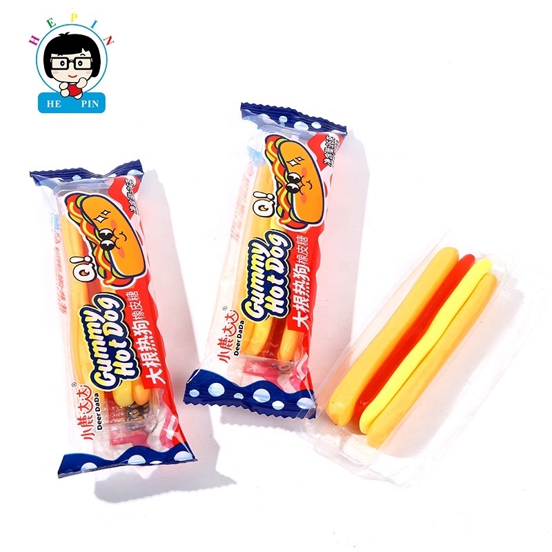 Wholesale Gummy Factory Direct 22g Huge Gummy Delicious Fast Food Hot Dog Shaped Halal Gummy Candy