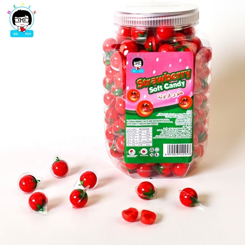 Wholesale OEM Order 2g Mini Gummy Ball Strawberry Flavor Filled Jam Soft Candy Gummy For Kids