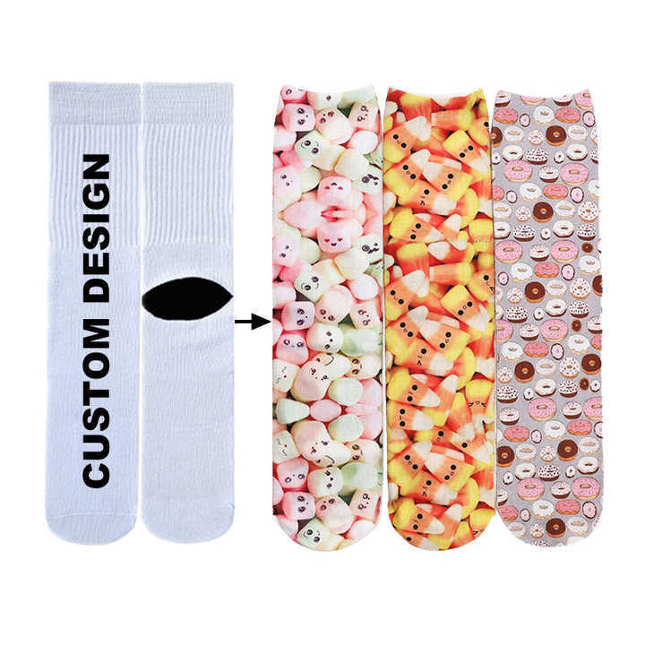 Custom Design Personality 3D Digital Printed Crew Socks Customized Sublimation Print Socks