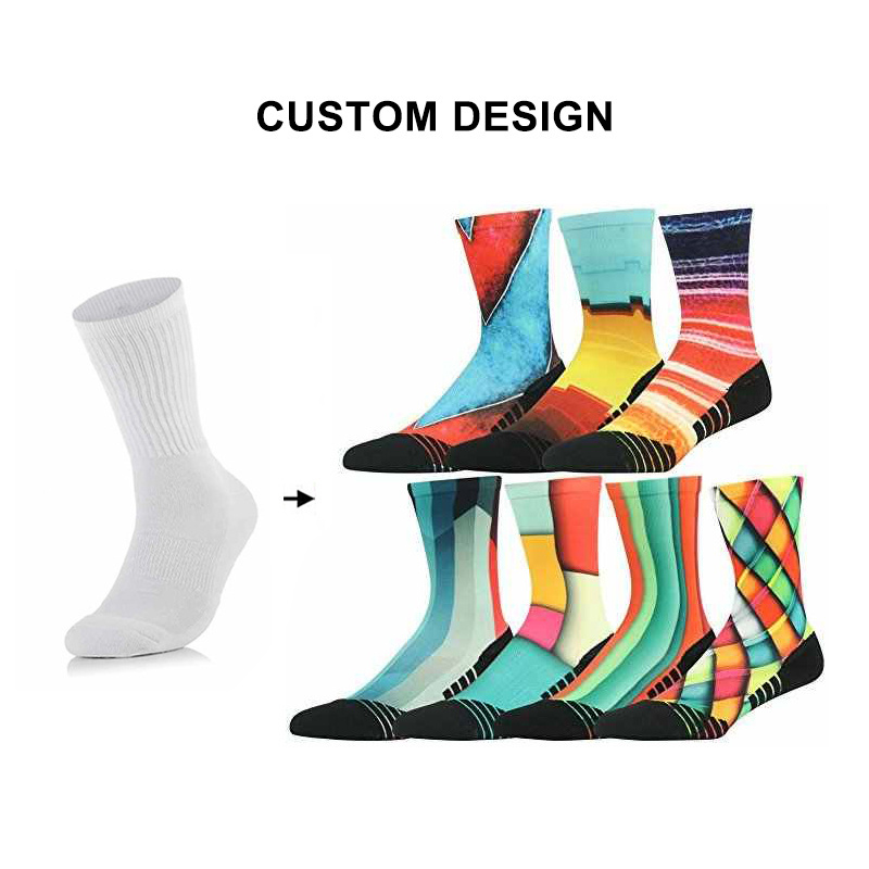 Custom Design Personality 3D Digital Printed Crew Socks Customized Sublimation Print Socks