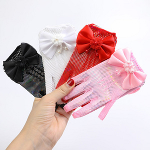 Wholesale children dress accessories Short wrist gloves party festival wedding girls net gloves