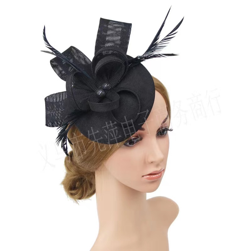 Women girls sinamay like kentucky derby feather hats hair clip headband party fascinators hat