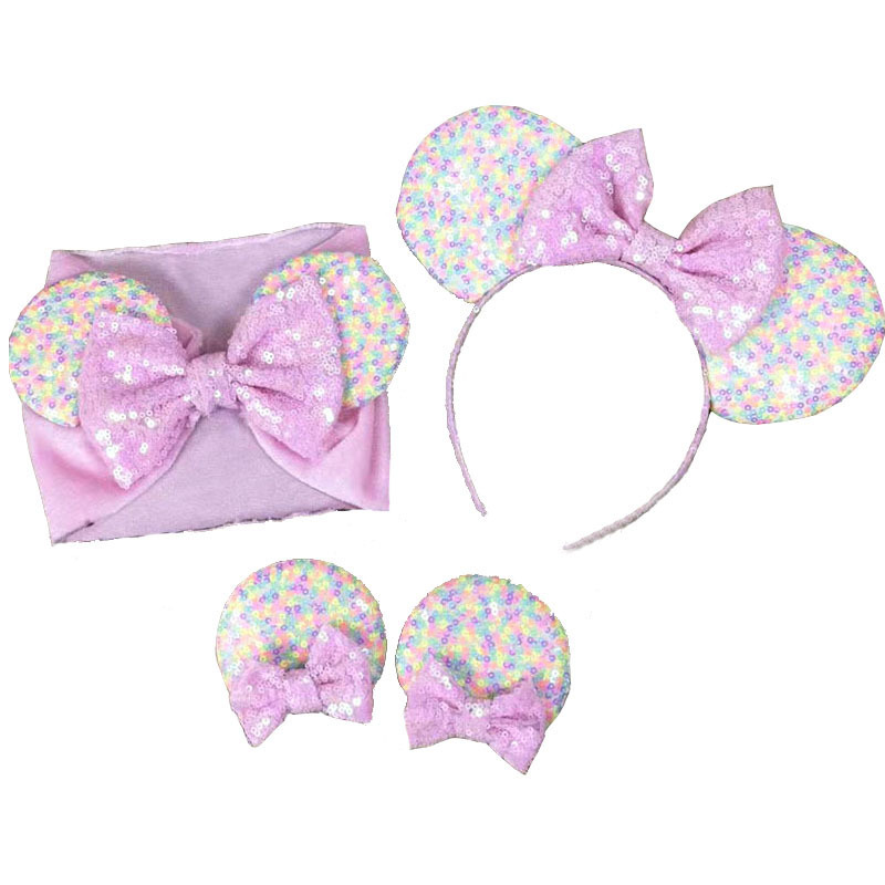 Mixed gift hairband party christmas handmade cosplay kids girls sequins mickey ear headband