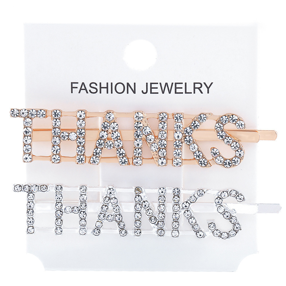 Fashion Word Hair Clip Rhinestone Bling Bobby Pins Letter Hair Pin