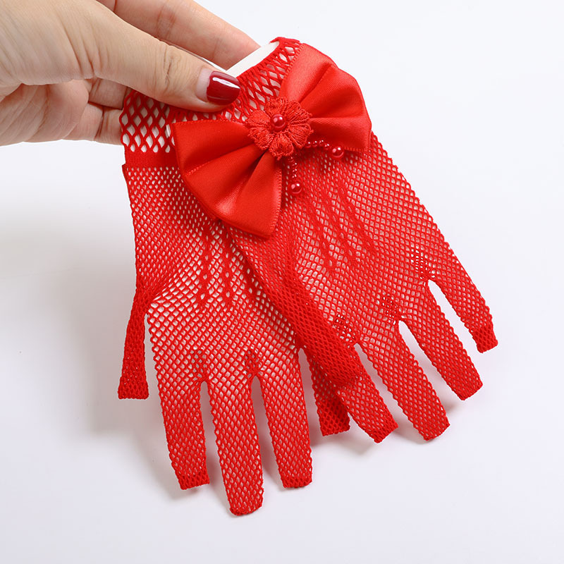 Wholesale children dress accessories Short wrist gloves party festival wedding girls net gloves