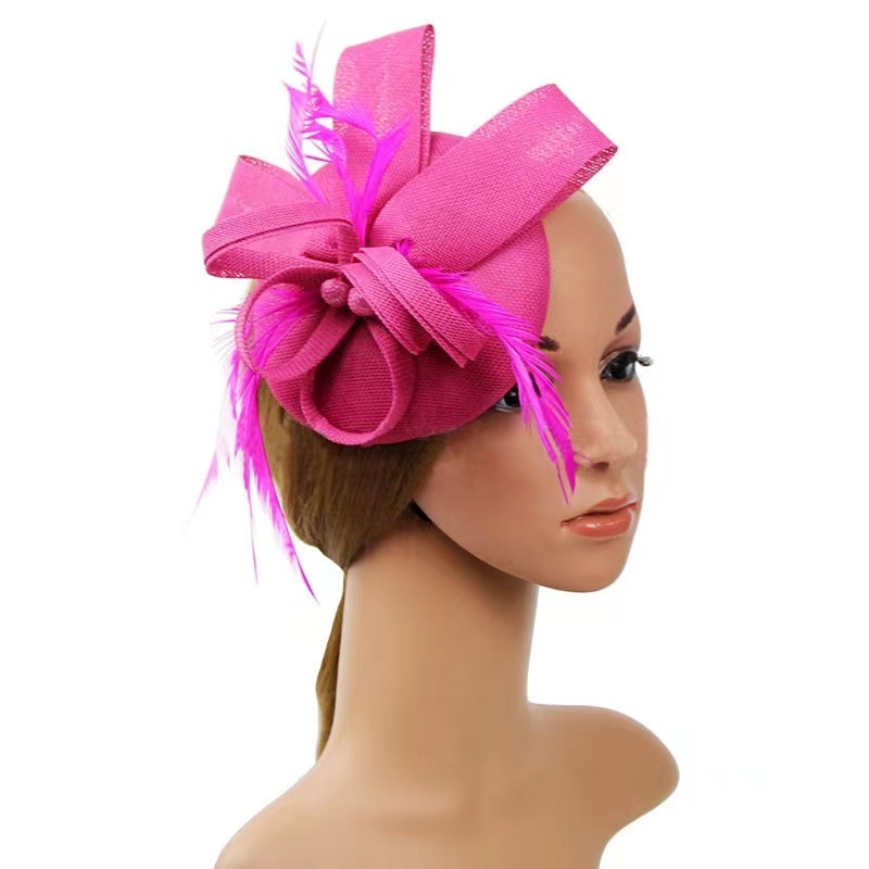 Women girls sinamay like kentucky derby feather hats hair clip headband party fascinators hat