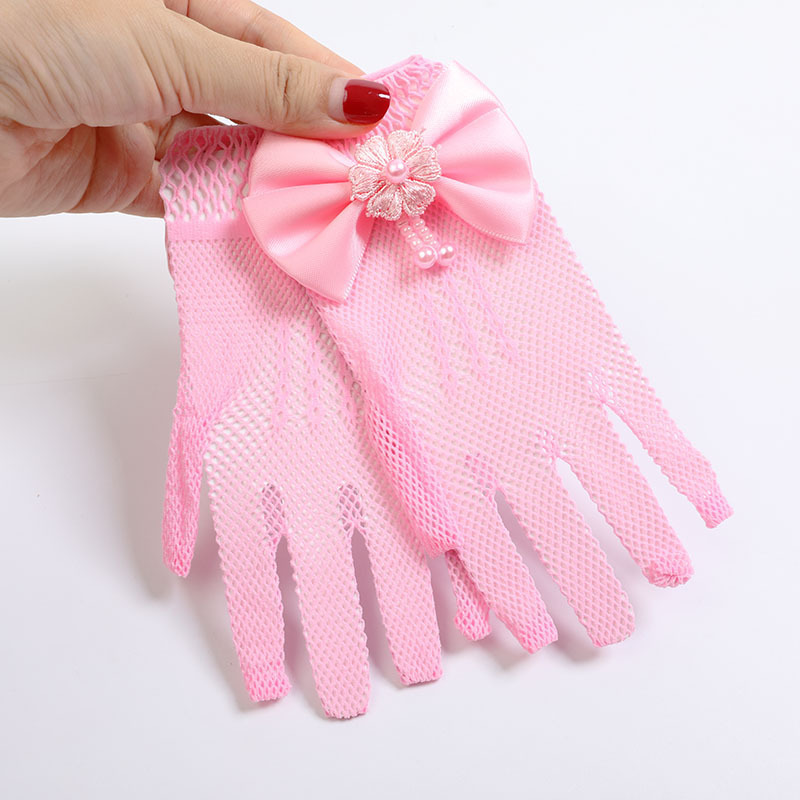 Wholesale children dress accessories Short wrist gloves party festival wedding girls net gloves