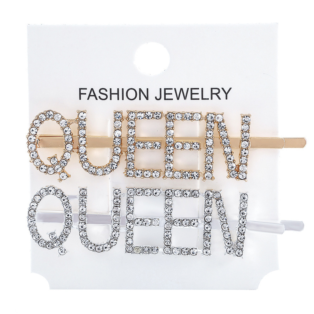 Fashion Word Hair Clip Rhinestone Bling Bobby Pins Letter Hair Pin