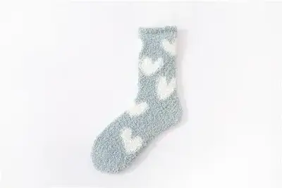 Love Women Cozy Crew Socks Winter Sleep Bed Floor Home Fluffy Socks Coral velvet Heart Pattern Fuzzy Christmas Coral Fleece Sock