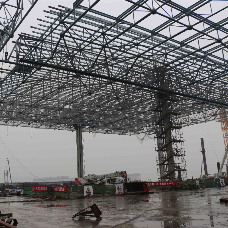 Large span hangar station steel truss prefab design for steel structure