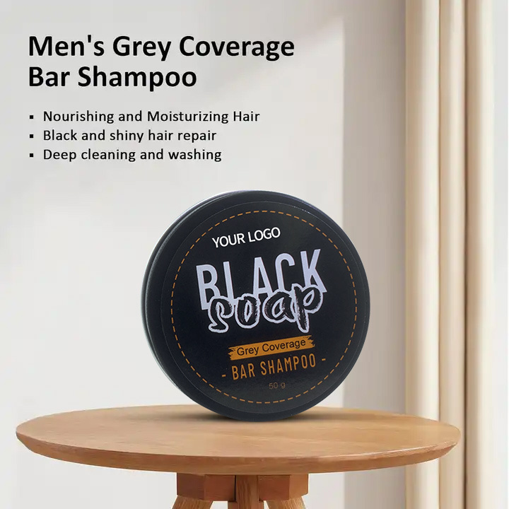 Hair Coverage Soap, Hair Darkening Compressed Soap Bar Grey for Gray Hair Natural Adults Male Cleansing Customer Logo Printing