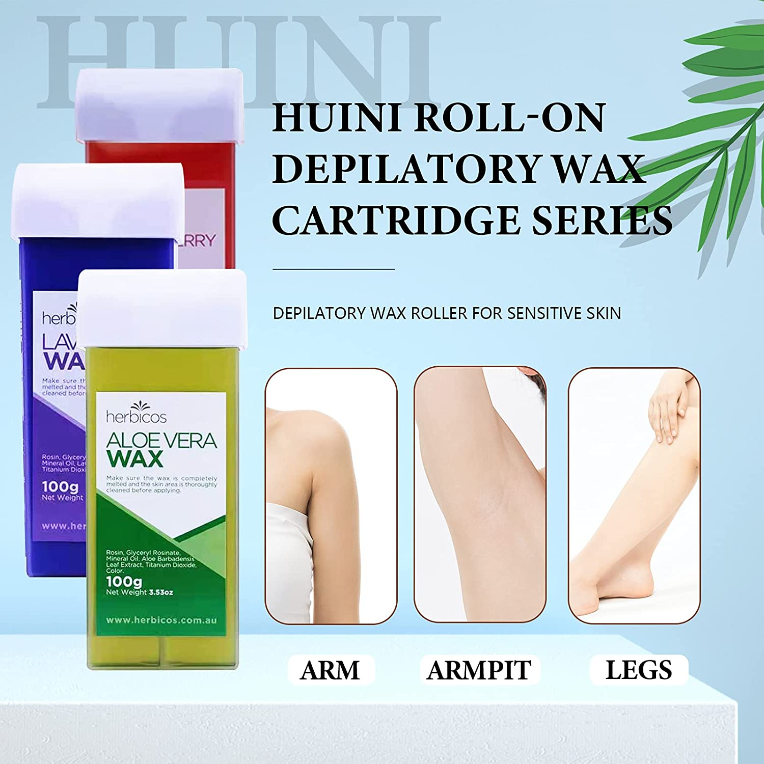 Use (aloe)n Depilatory Wax Cartridge Herbicos100g X 2 Health Care Hair Removal Whitening Legs & Body Roller Wax Roll-on Spa Home