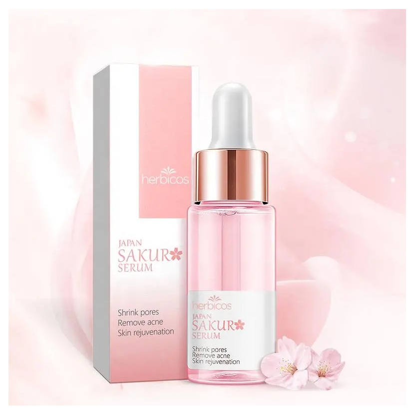 Herbicos Japan Sakura Face Serum 17ml Shrink Rejuvenation Acne Whitening Spot Wrinkle Removal Skin Rejuvenation Facial Vitamin C