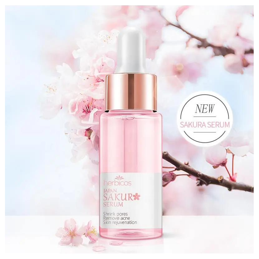 Herbicos Japan Sakura Face Serum 17ml Shrink Rejuvenation Acne Whitening Spot Wrinkle Removal Skin Rejuvenation Facial Vitamin C