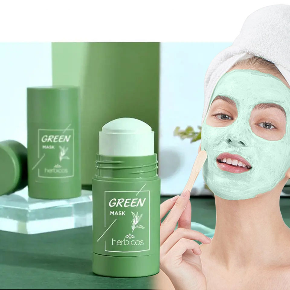 Herbicos Private Label Green Tea Clay Stick Facial Cleansing Skin Care Purifying Mud Natural Organic Mud Facial