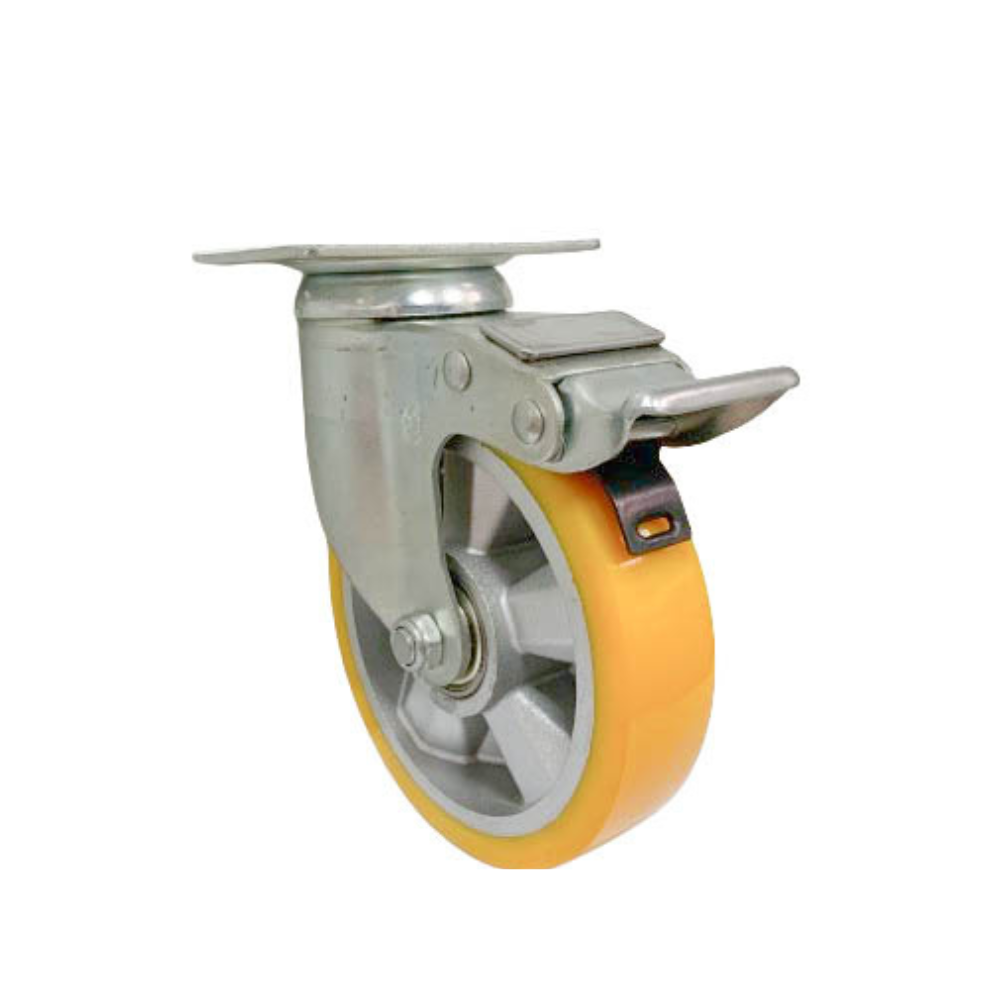 High Quality 100Kg Light Duty Castor PU Aluminium Plate Casters with Brakes Cheap Retail Customized for Herdar Plant Viet Nam