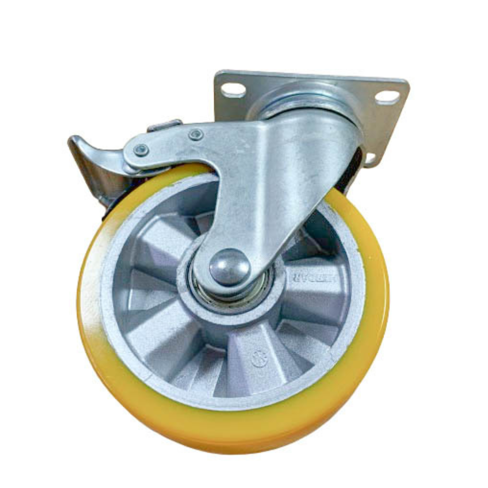 High Quality 100Kg Light Duty Castor PU Aluminium Plate Casters with Brakes Cheap Retail Customized for Herdar Plant Viet Nam