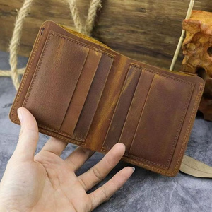 Top Genuine Leather Men's Wallet Retro Handmade Wallet Durable Cowhide Leather Portfel Male Cartera Hombre Purse