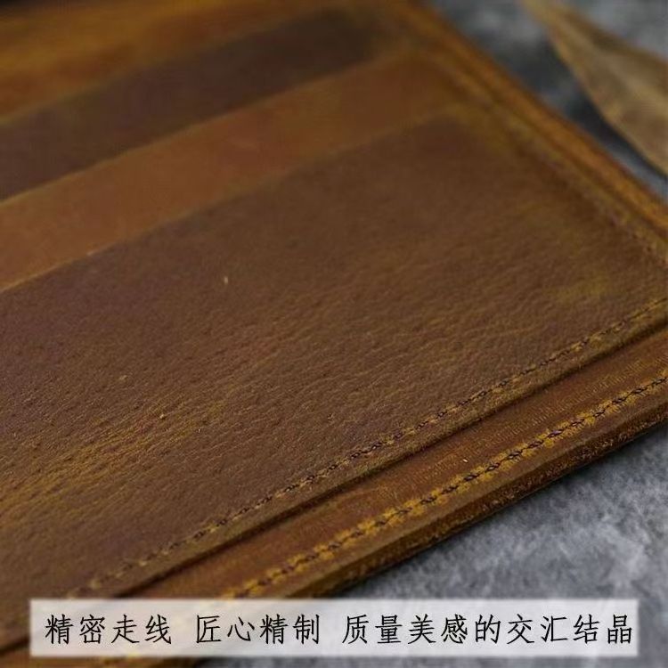 Top Genuine Leather Men's Wallet Retro Handmade Wallet Durable Cowhide Leather Portfel Male Cartera Hombre Purse