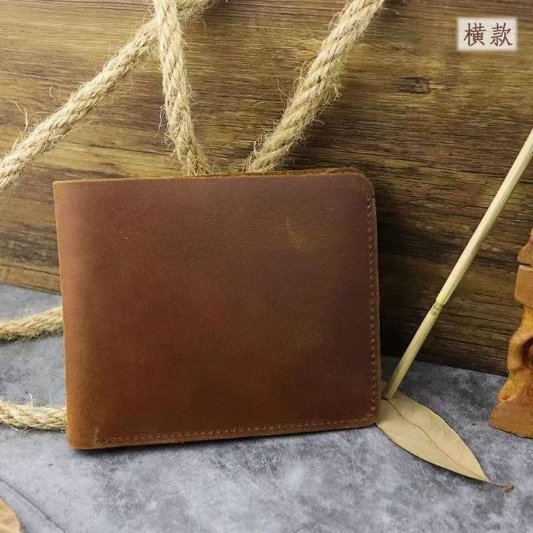 Top Genuine Leather Men's Wallet Retro Handmade Wallet Durable Cowhide Leather Portfel Male Cartera Hombre Purse