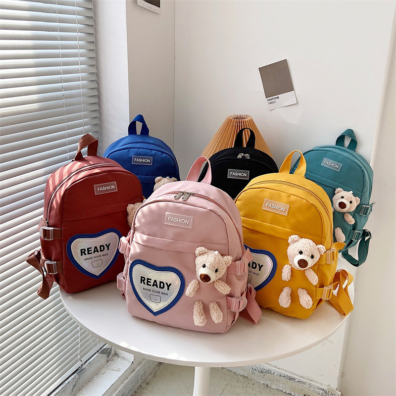 Cartoon Bear Canvas School Bags Children Backpacks Kindergarten Animal Kids Backpack Children School Backpack for Girls Boy Bag