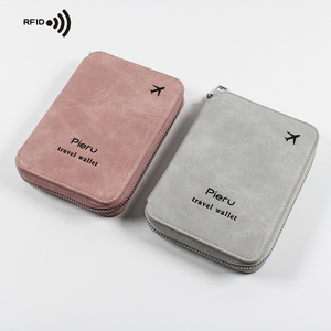 Mherder Custom Rfid Textured Pu Leather Id Credit Card Holder for Passport Holder Travel Passport Wallet Bag