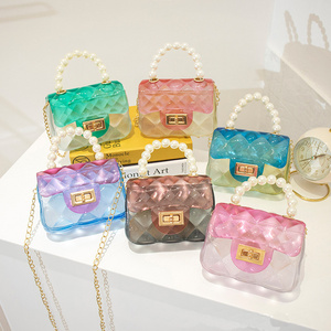 Summer Small Pearl Portable Mini Jelly Chains Crossbody Bag PVC Transparent Sling Shoulder Transparent Bag For Fashion Girls