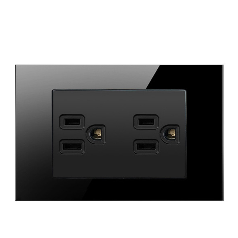 US double wall socket glass panel and switches plug universal electric power standard dual usb 3pin outlet Canada