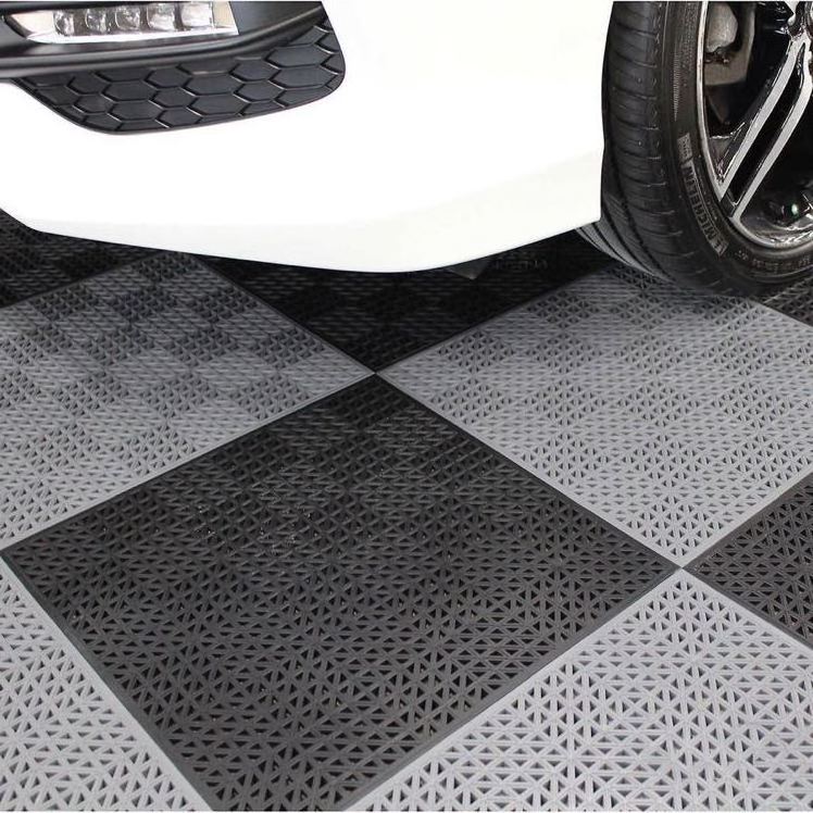 Wholesale high quality non-slip plastic floor 290*290*18.5mm deck interlocking drainage car wash garage plastic floor