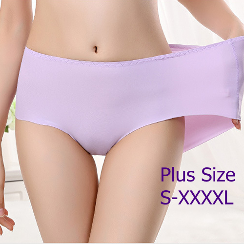 Women Plus Size 4xl Panties High Waist Underwear One Piece Seamless Ice Silk Panties Adults Plain Dyed Nonwoven Seamless Thong