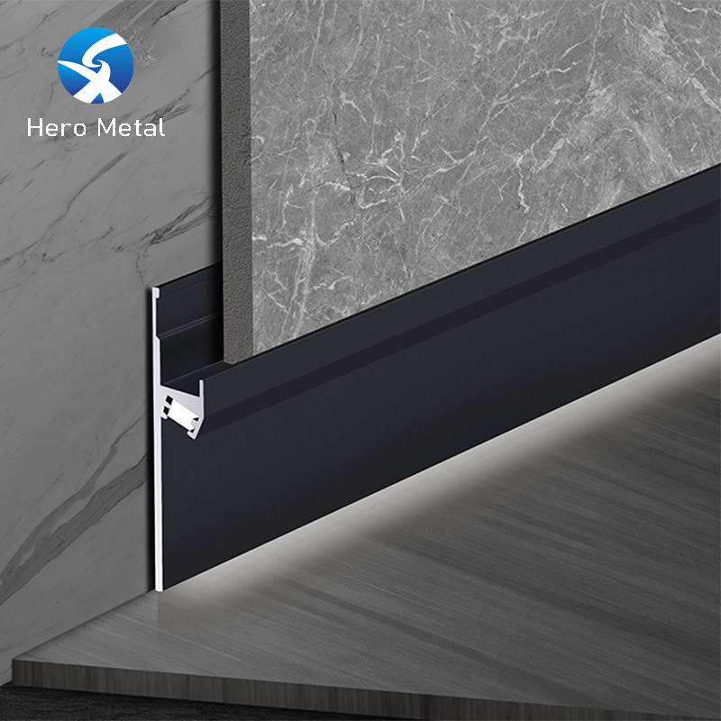 Foshan Factory lighted Aluminium Baseboard 80mm Decorative Wall Metal Skirting Profile led Skirting Board with led light