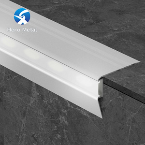 Led Tile Edging Aluminum Stair Nosing Outdoor Stair Nose Wood Grain Metal Non Slip Profile Aluminum Stairs Nosing