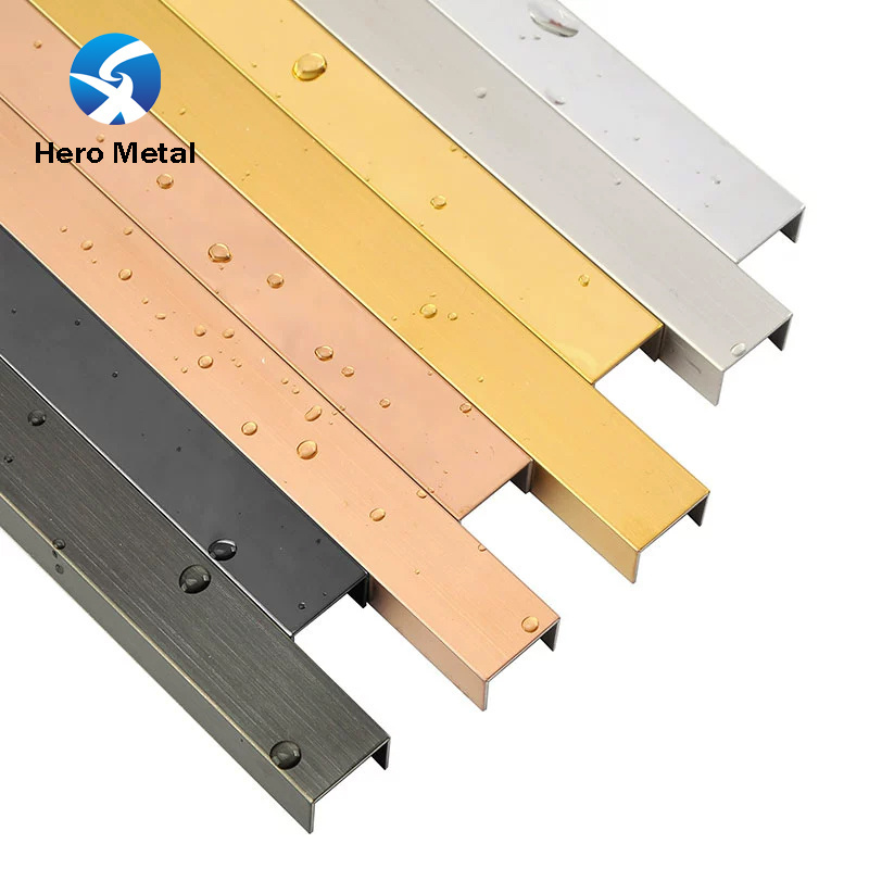 Mirror Gold Tile Profile Ceramic Protection Wall Edge Trim U Shape Metal 201 304 314 Stainless Steel Tile Trim