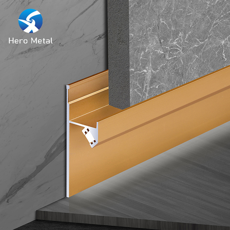 Foshan Factory lighted Aluminium Baseboard 80mm Decorative Wall Metal Skirting Profile led Skirting Board with led light