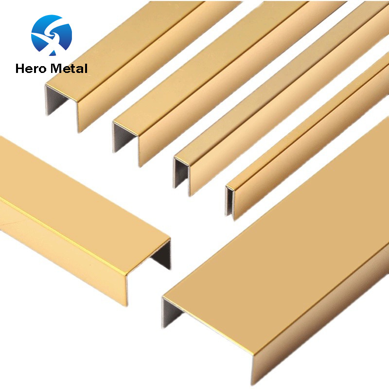 Mirror Gold Tile Profile Ceramic Protection Wall Edge Trim U Shape Metal 201 304 314 Stainless Steel Tile Trim