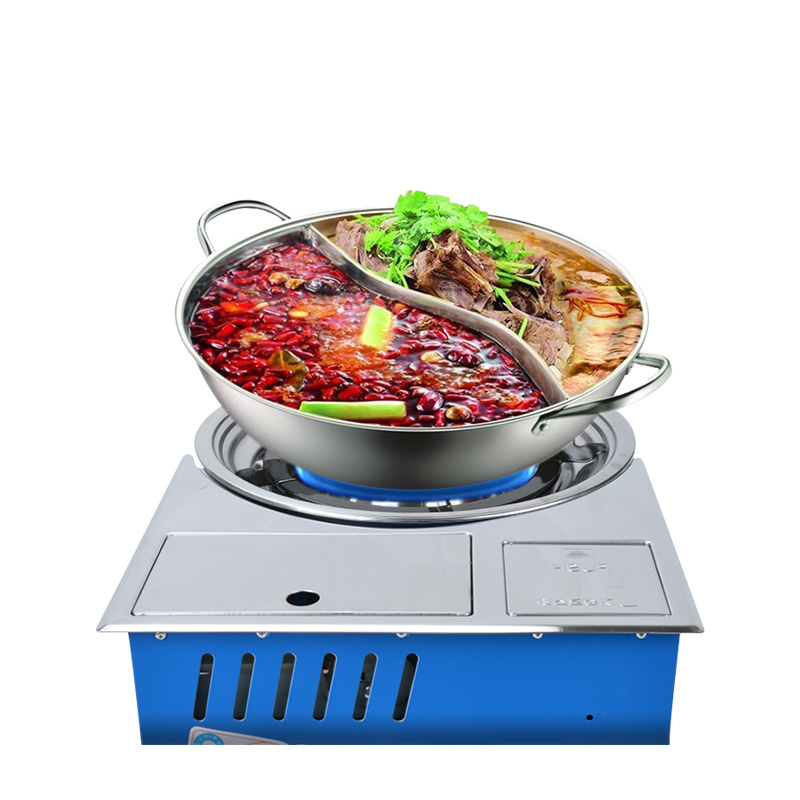 Korean Restaurant Indoor Embedded Table Top Samgyupsal Butane Gas BBQ Grill Stainless Steel Gas Grill