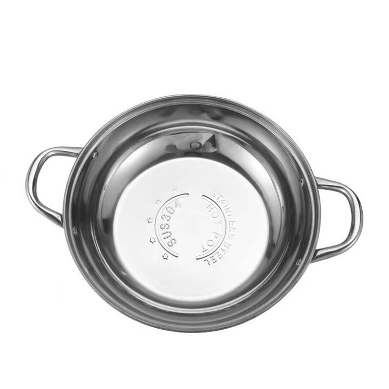 Factory Kitchen Stainless Steel Casserole Two Flavous Hotpot Soup Hot Pot Cooking Pot With 2 Dividers Compartments