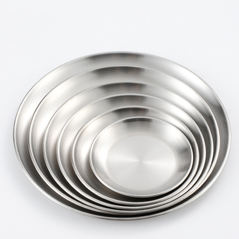 Nordic Stainless Steel Metal Tray Plate Dessert Steak Fruit Dinner Plate Small Tray