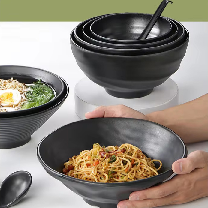 Wholesale Melamine Dinnerware Set Dishes Bowls Plastic Black Unbreakable Melamine Serving Bowls For Salad