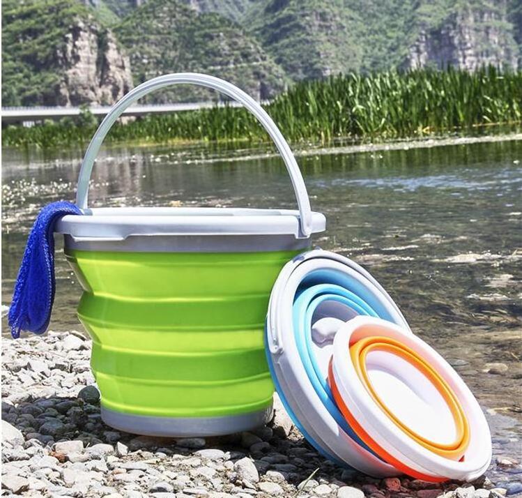 3L TPE Outdoor Silicone Collapsible Water Outdoor Folding Bucket collapsible water bucket folding plastic ice bucket