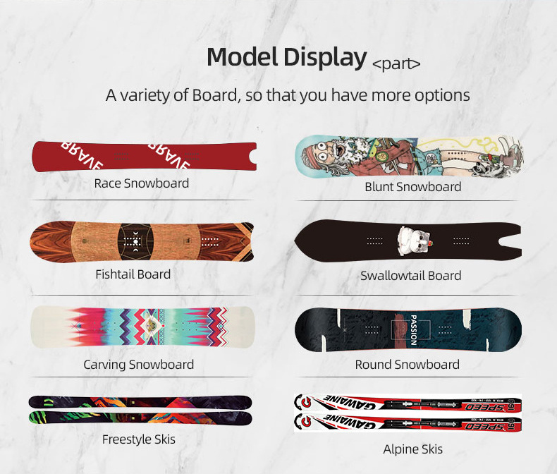 New Arrival OEM powder snow board Customized Caving snowboards Blunt Round snowboard