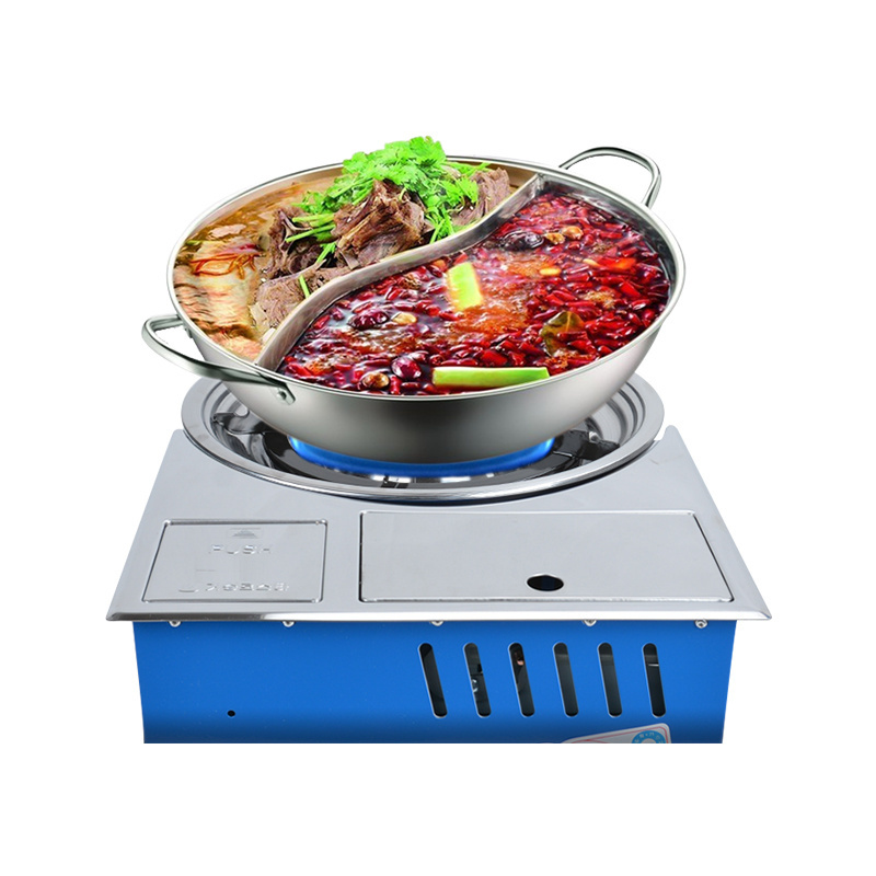 Commercial Indoor Yakitori Gas Grill Korean Barbecue Embedded Stainless Steel Butane Gas BBQ Grill