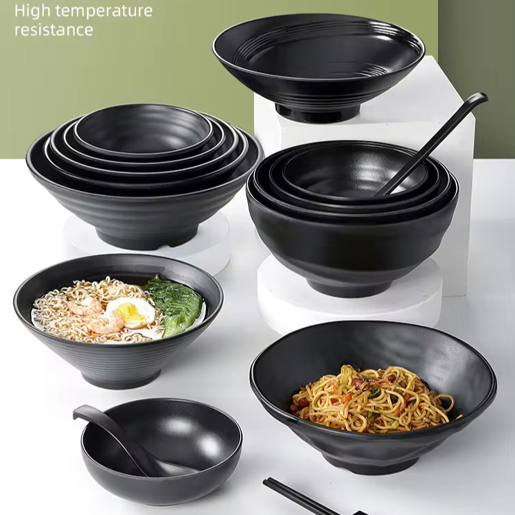 Wholesale Melamine Dinnerware Set Dishes Bowls Plastic Black Unbreakable Melamine Serving Bowls For Salad