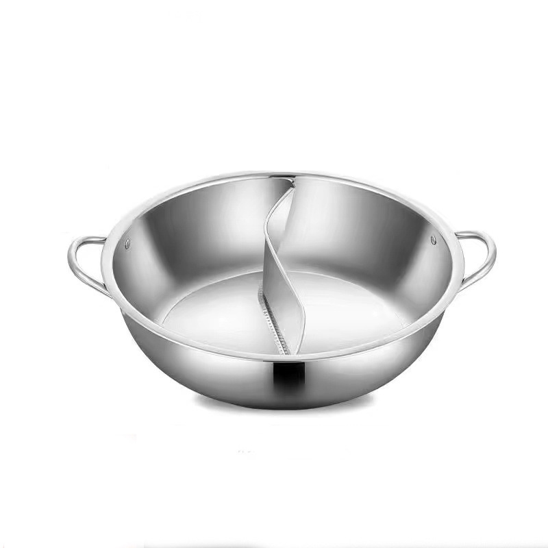 Restaurant Induction Soup Pot Metal Stainless Steel Casserole Shabu Divider Kitchenware 32cm Hot Pot