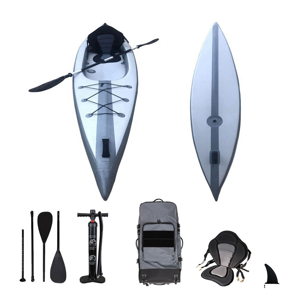 2 Person Drop Stitch Inflatable Fishing Kayak Factory Directly Customized PVC Tarpaulin Kayak 2 Person Sit in Long Ocean 180kg