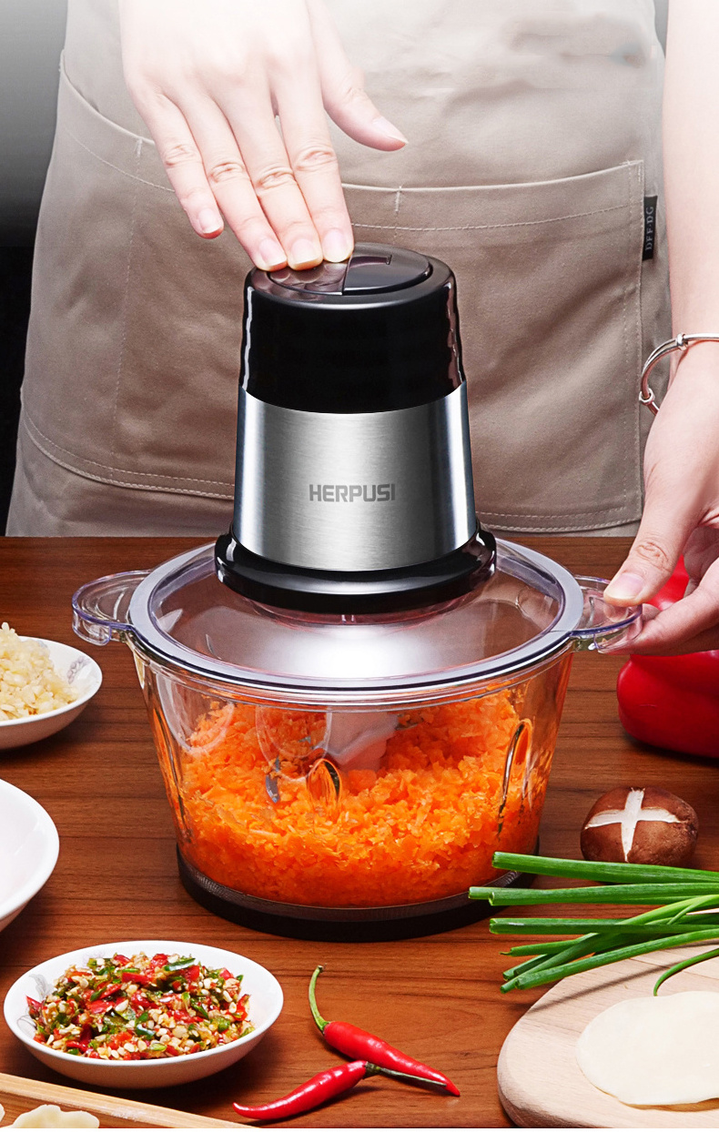 Kitchen Use 2.0L Blender High Efficiency High Power Meet Grinder Chopper Glass High Borosilicate Glass Bowl Food Grinder.