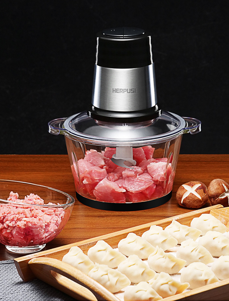 Kitchen Use 2.0L Blender High Efficiency High Power Meet Grinder Chopper Glass High Borosilicate Glass Bowl Food Grinder.